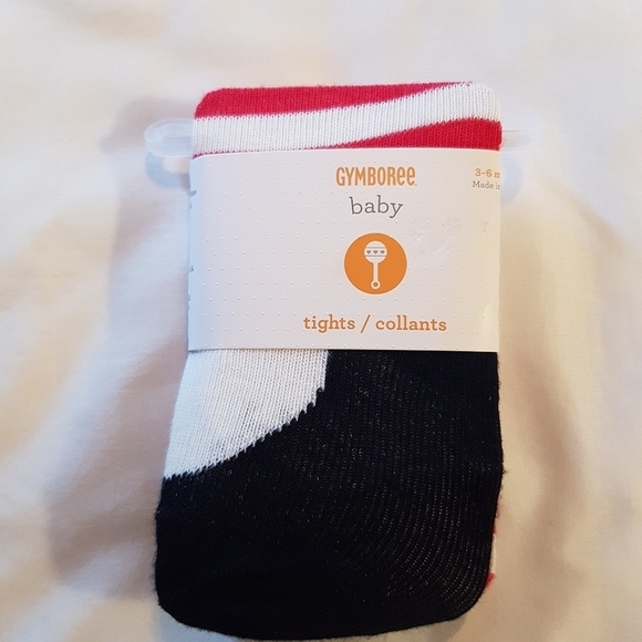 Gymboree girls size 3-6 months Black red & white tights NWT - Picture 1 of 3